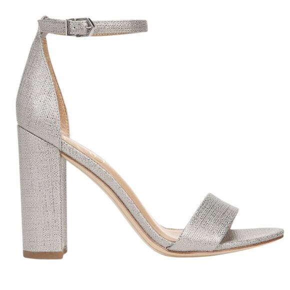 Sam Edelman Shoes - SAM EDELMAN Yaro Block Heel Sandal Pewter Metallic Ankle Strap 10.5 NEW